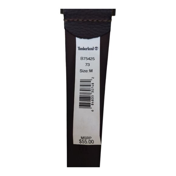 Timberland Mens Full Grain Leather Belt M 34/36 Brown Brass Buckle 1 1/2" Wide - Picture 6 of 16